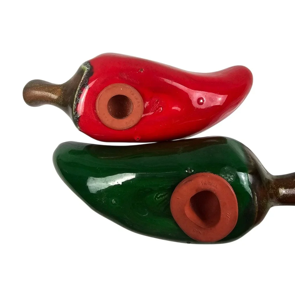 Vintage Ceramic‎ Chili Pepper Salt and Pepper Shakers Red Green Southwestern 3